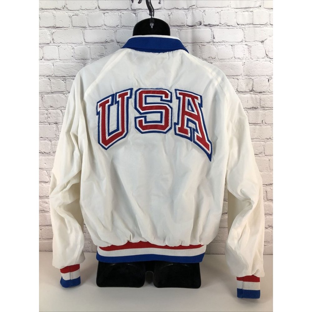 vtg TEAM USA 1992 OLYMPICS Satin Jacket L 90s